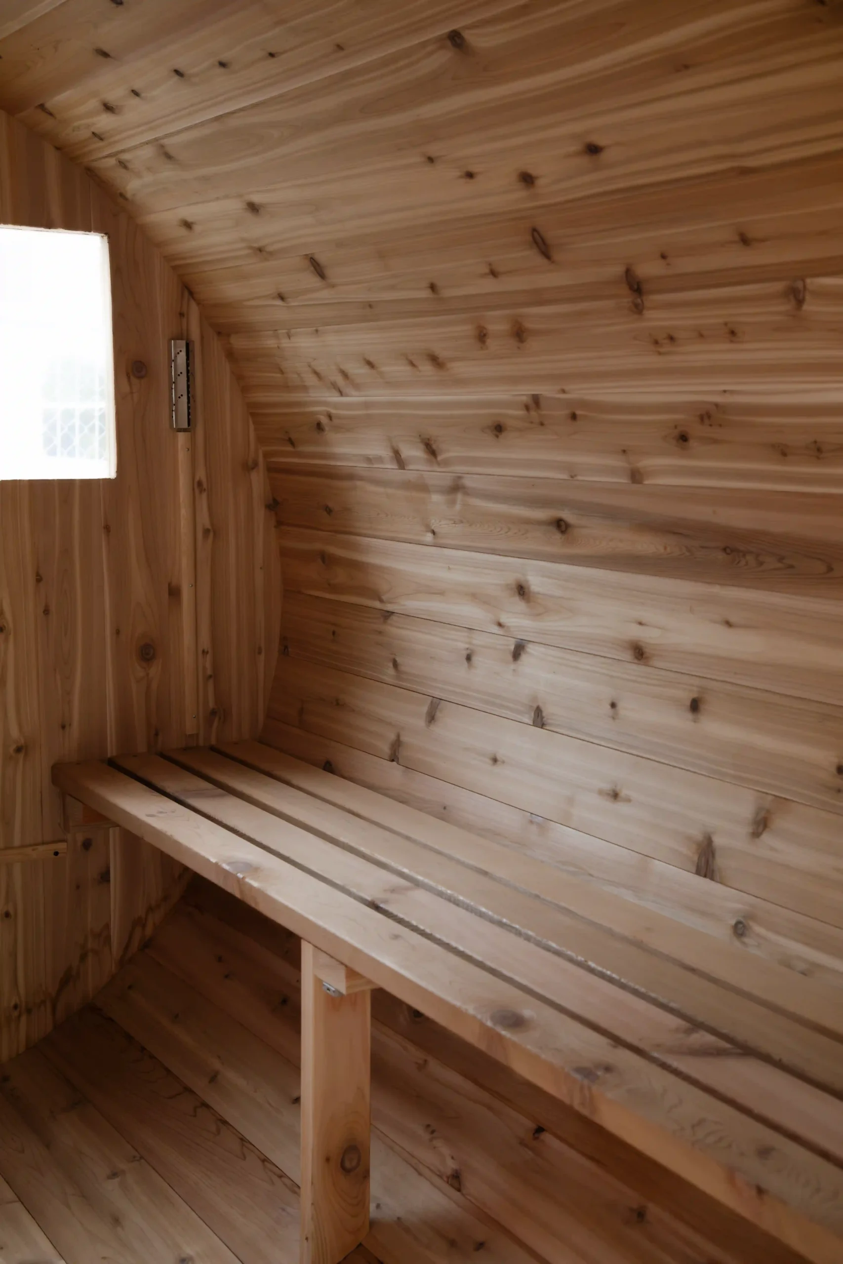 Interior view of Arctic Home's Alaska-made traditional steam sauna.