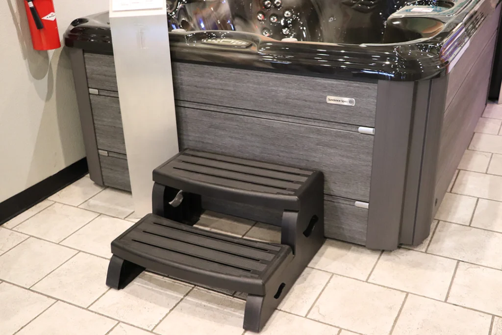 Durastep spa steps in the color black.